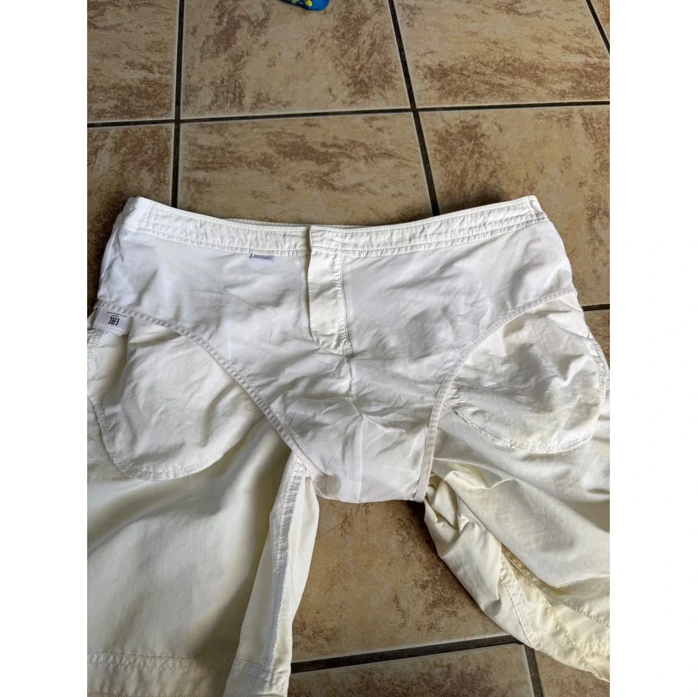 Orlebar Brown Dane II Mens Swim Shorts Off White Adjustable Side Fasteners 38